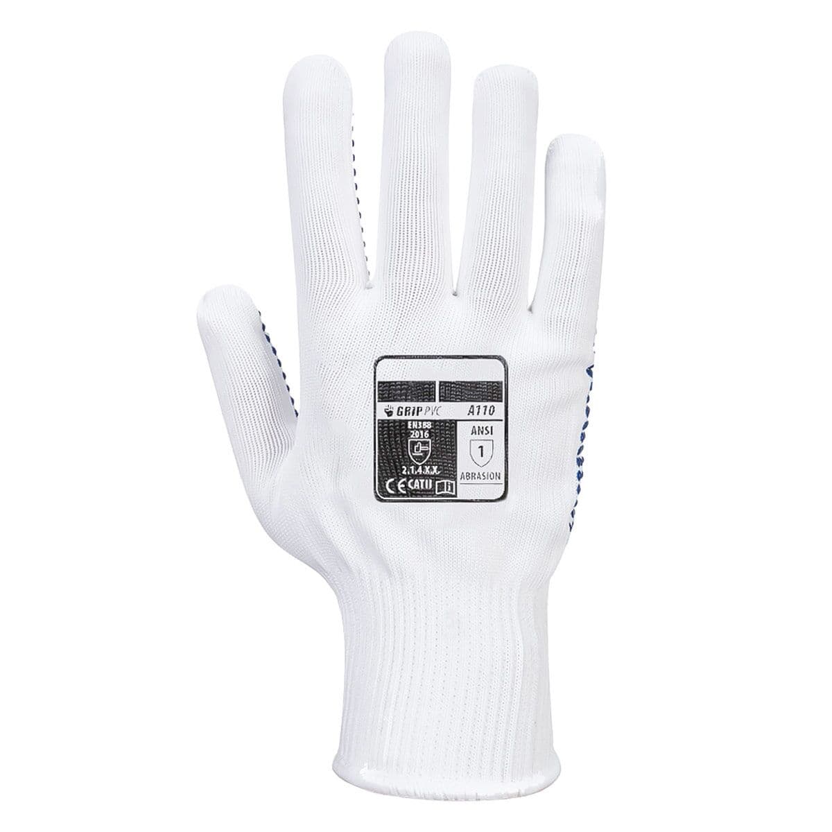 (10 Pair) PVC Nub Glove - White/ Blue - Size: S