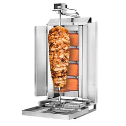 Gril na gyros/kebab - 4 hořáky (pohyblivé) - max. 60 kg - vč. ochranného plechu a křídlových dvířek