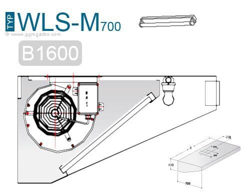 Wandhaube - 1600mm - mit Motor, Regler, Filter & Lampe