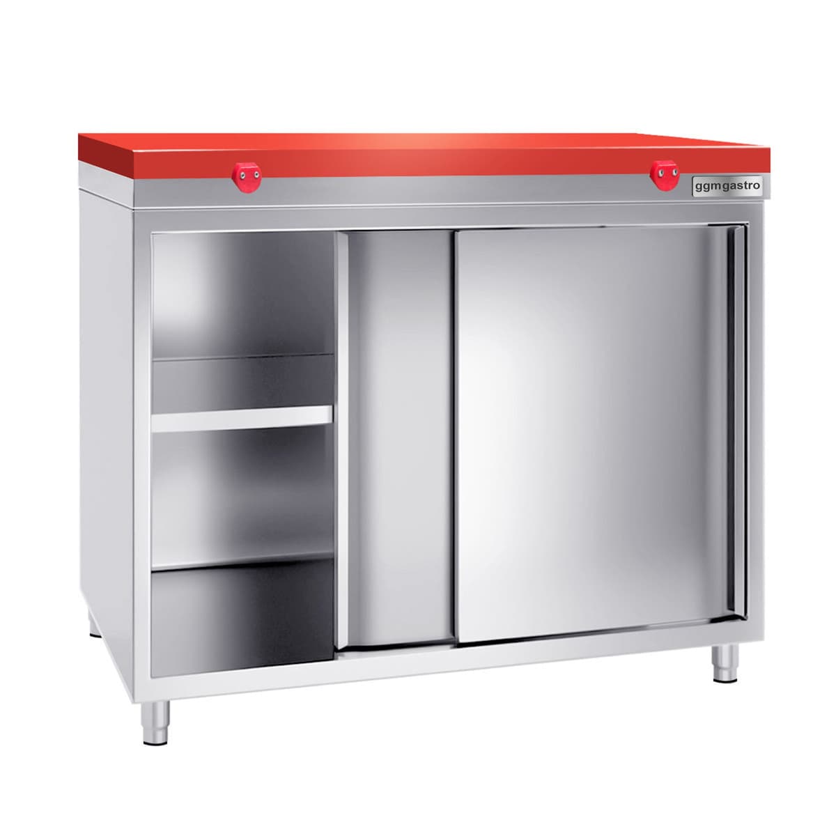 Stainless steel work cabinet PREMIUM - 1000x600mm - with sliding door without backsplash incl. cutting plate