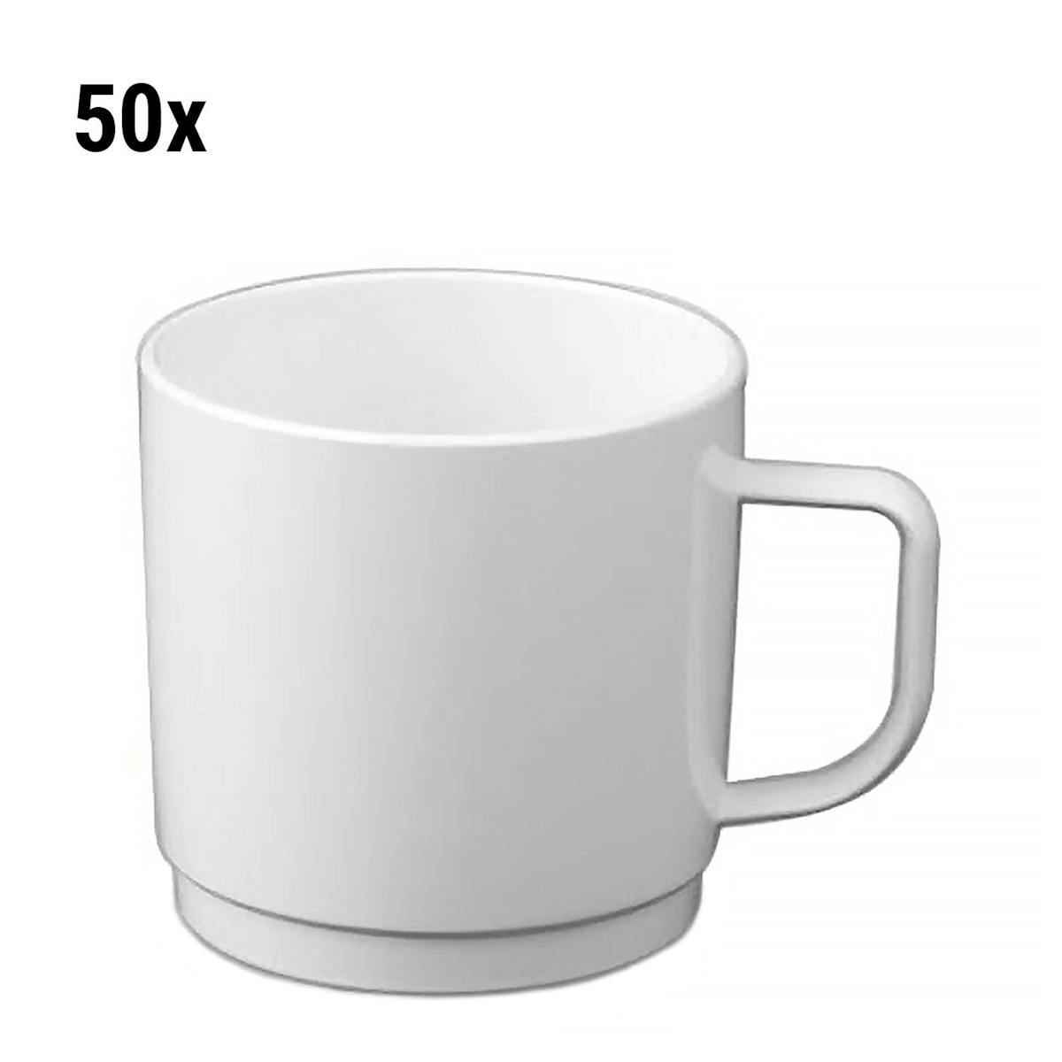 (50 Kusů) Polykarbonátový šálek na čaj/kávu, bílý - 200 ml