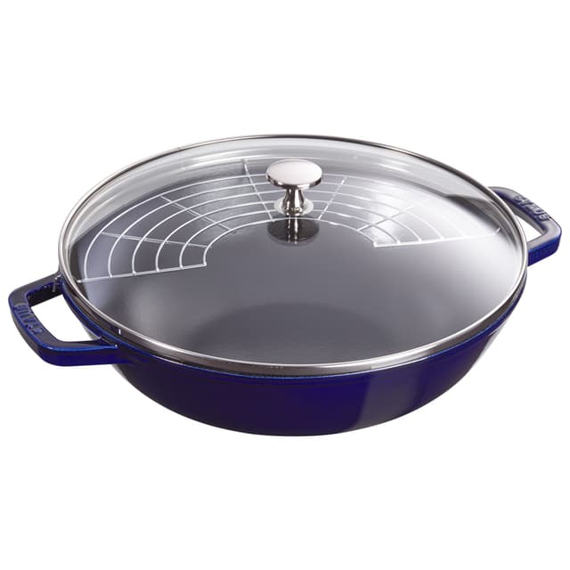 STAUB | SPECIALITY - Wok se skleněnou poklicí - Ø 300 mm - litina - tmavě modrý