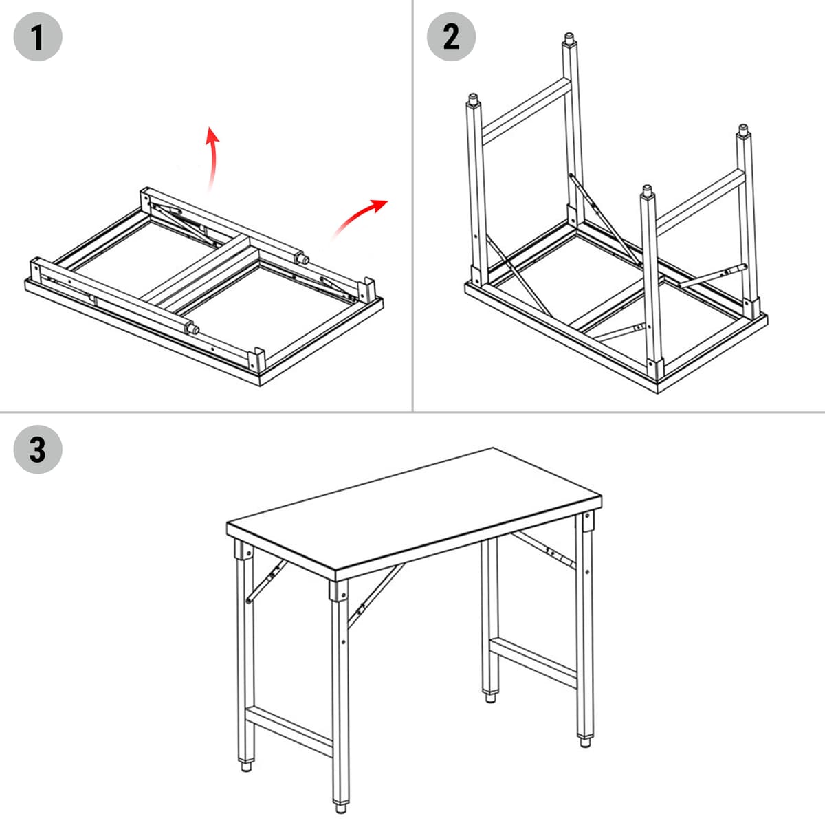 Stainless steel work table - foldable - 1600x600mm