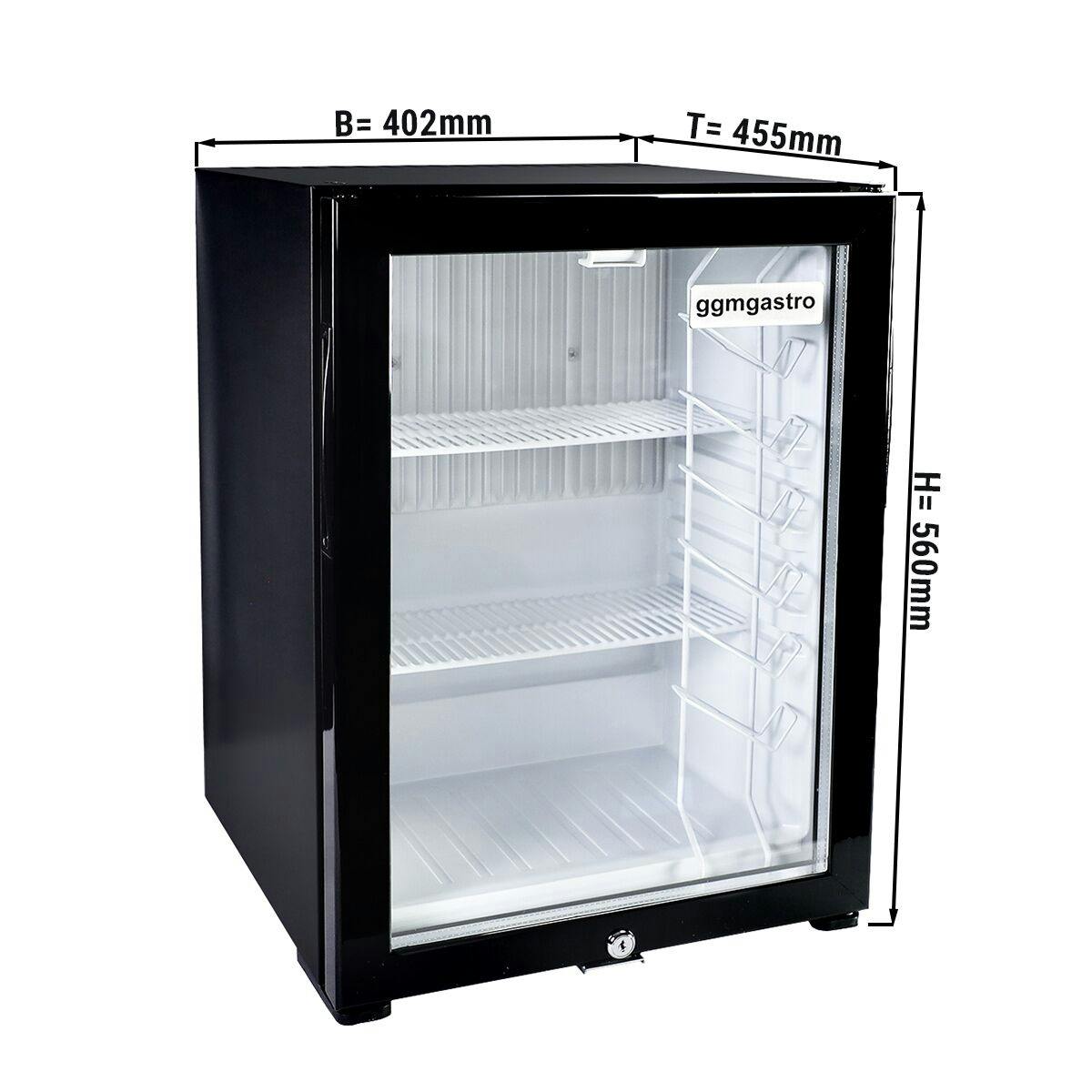 Mini barová lednice - s 1 skleněnými dveřmi - nízká hlučnost & uzamykatelná