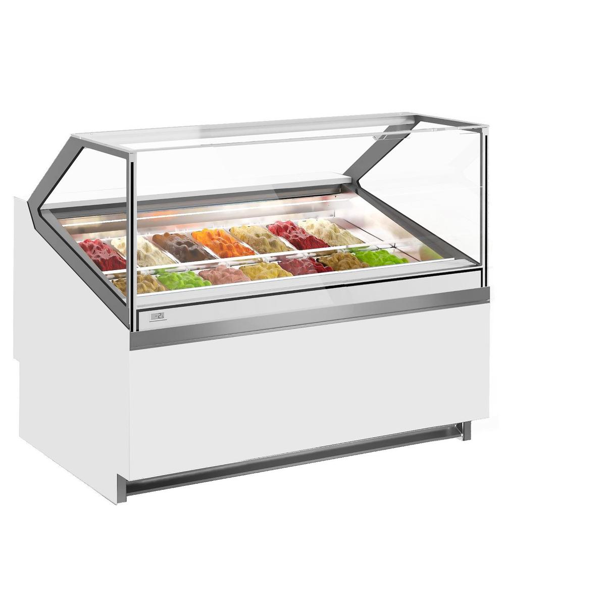 Ice Cream Counter IVY - 1250mm - Forced Air Circulation - For 14 x 5-Litre Ice Cream Containers - White