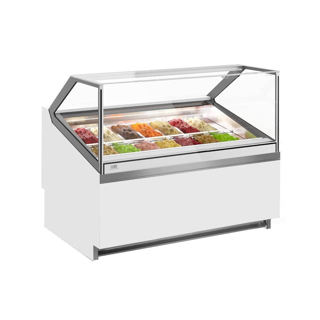 Ice Cream Counter IVY - 1250mm - Forced Air Circulation - For 14 x 5-Litre Ice Cream Containers - White