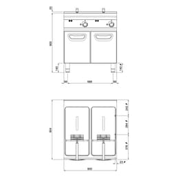 Elektrická dvojitá fritéza - 22+22L - 44 kW