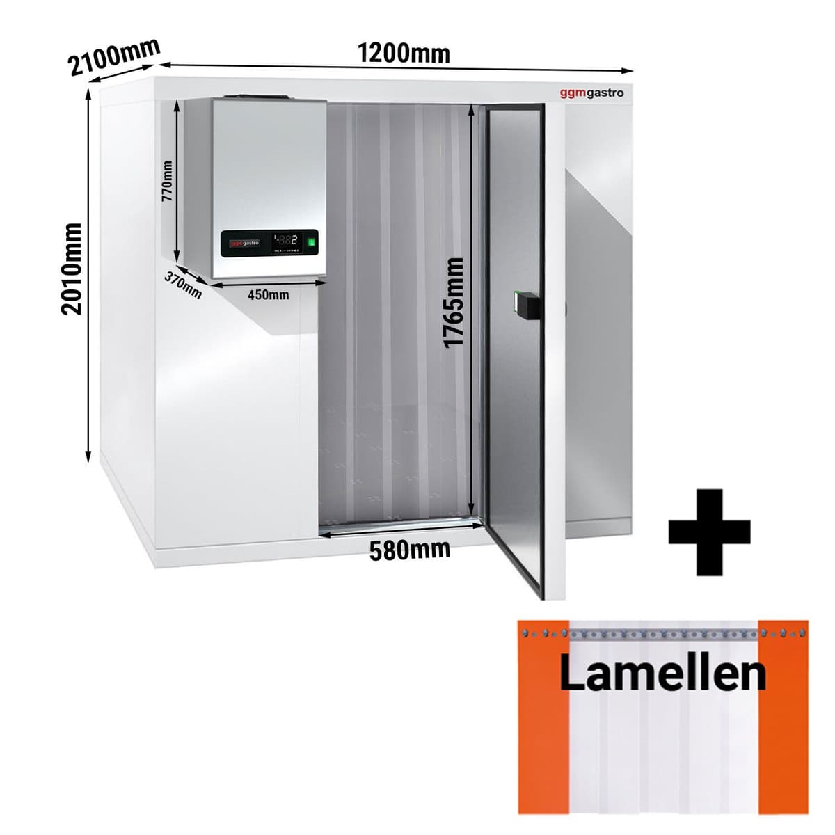 Deep-freeze cell - 1200x2100mm - 3.2m³ - incl. freezer unit & slats