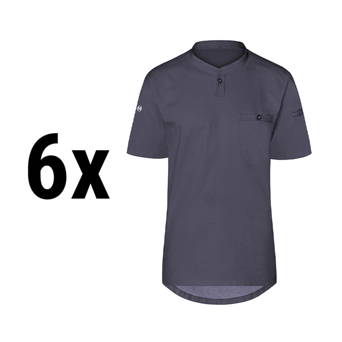 (6 pieces) Karlowsky - Short Sleeve Men's Work Shirt Performance - Anthracite - Size: XS