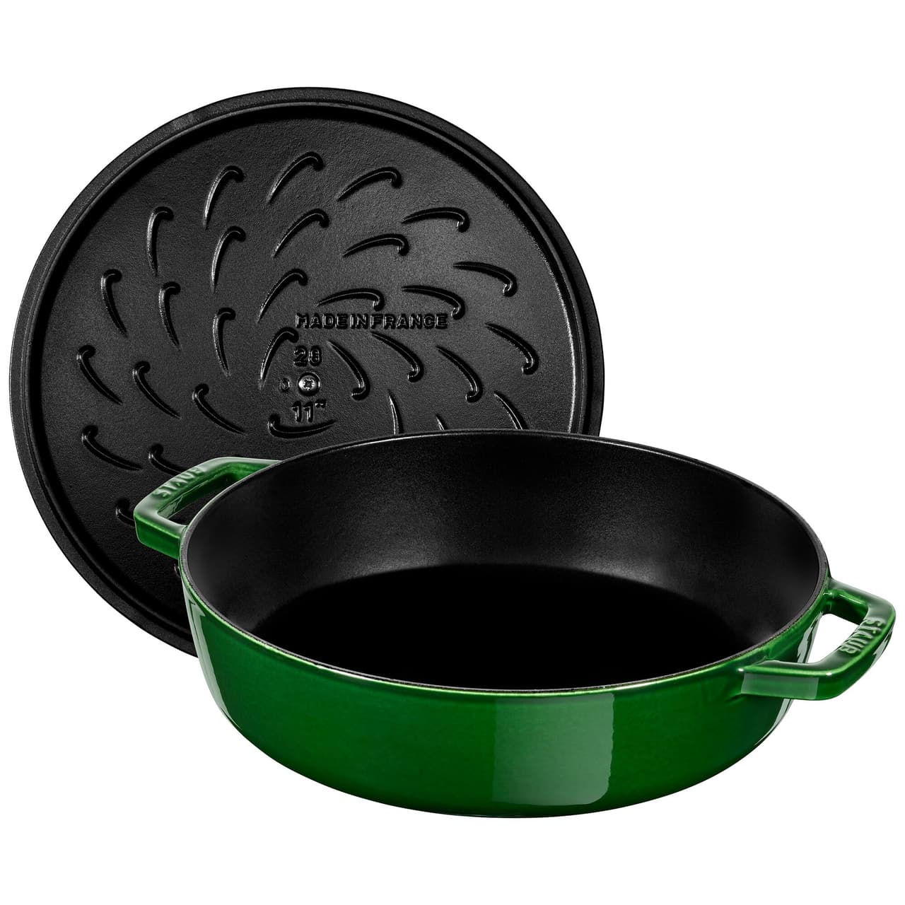 STAUB | BRAISERS - Pečicí hrnec s kapkovitou strukturou Chistera - 240 mm - litina - bazalkově zelený