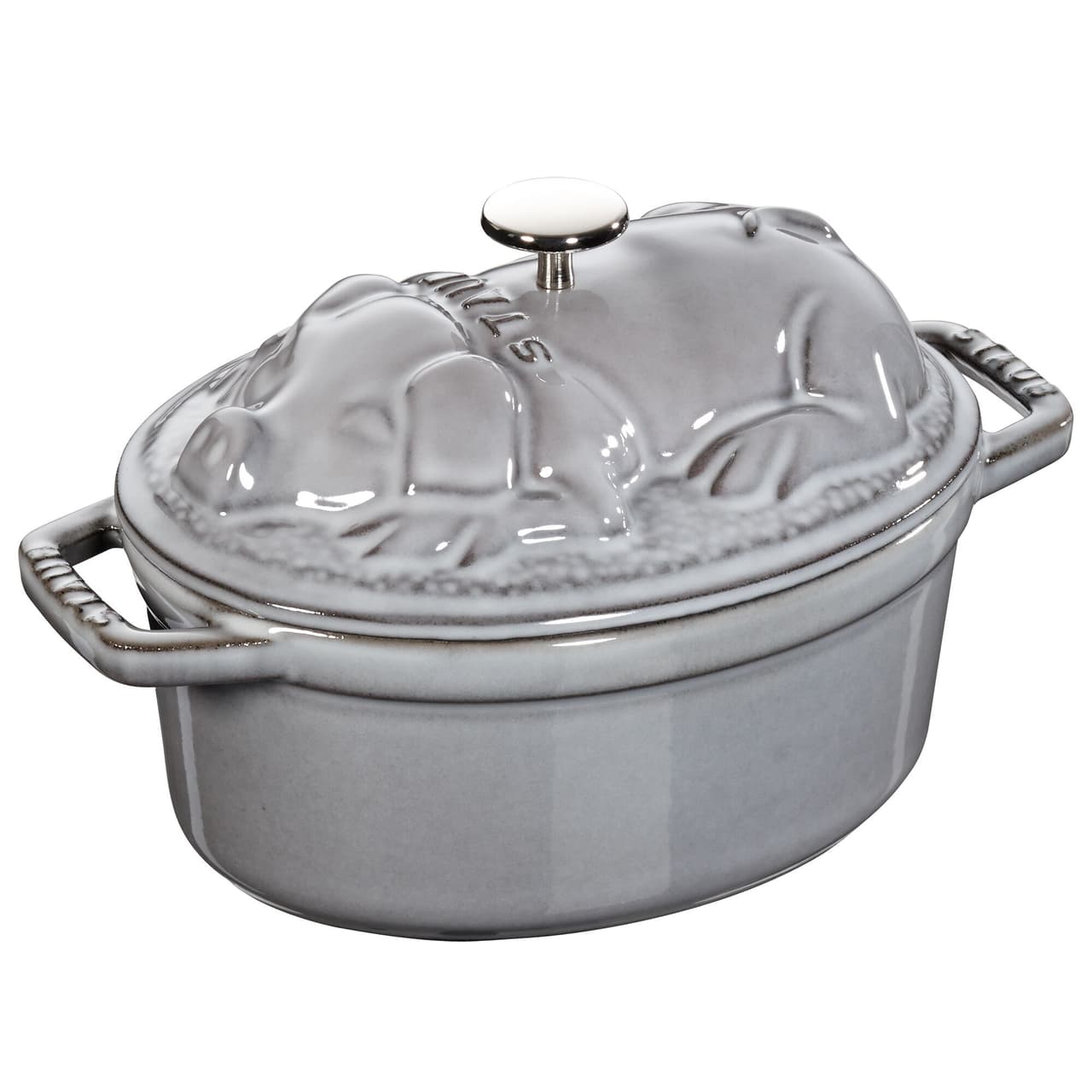 STAUB | LA COCOTTE - kokotka - poklice s prasátkem - oválná - 170 mm - litina - grafitově šedá