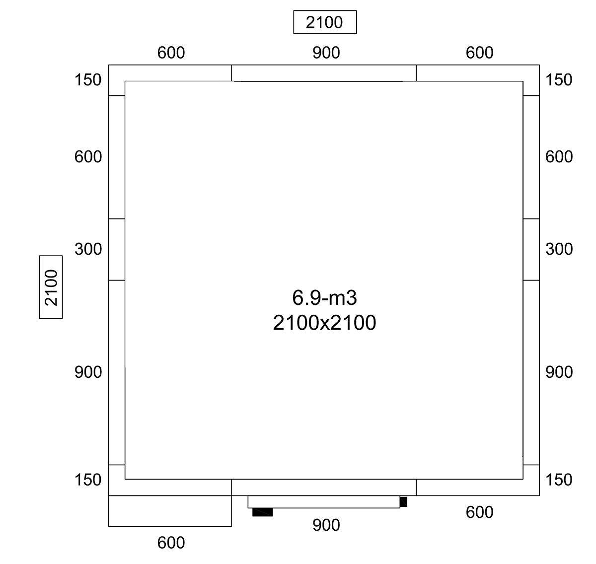 Chladicí box - 2,1 x 2,1 m - výška: 2,01 m - 6,9 m³