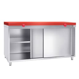 Stainless steel work cabinet PREMIUM - 1600x700mm - with sliding door without backsplash incl. cutting plate