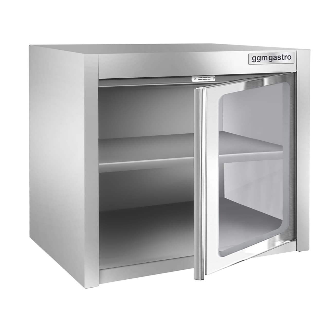 Stainless steel wall cabinet - 800x400mm - with glass hinged door - 650mm high