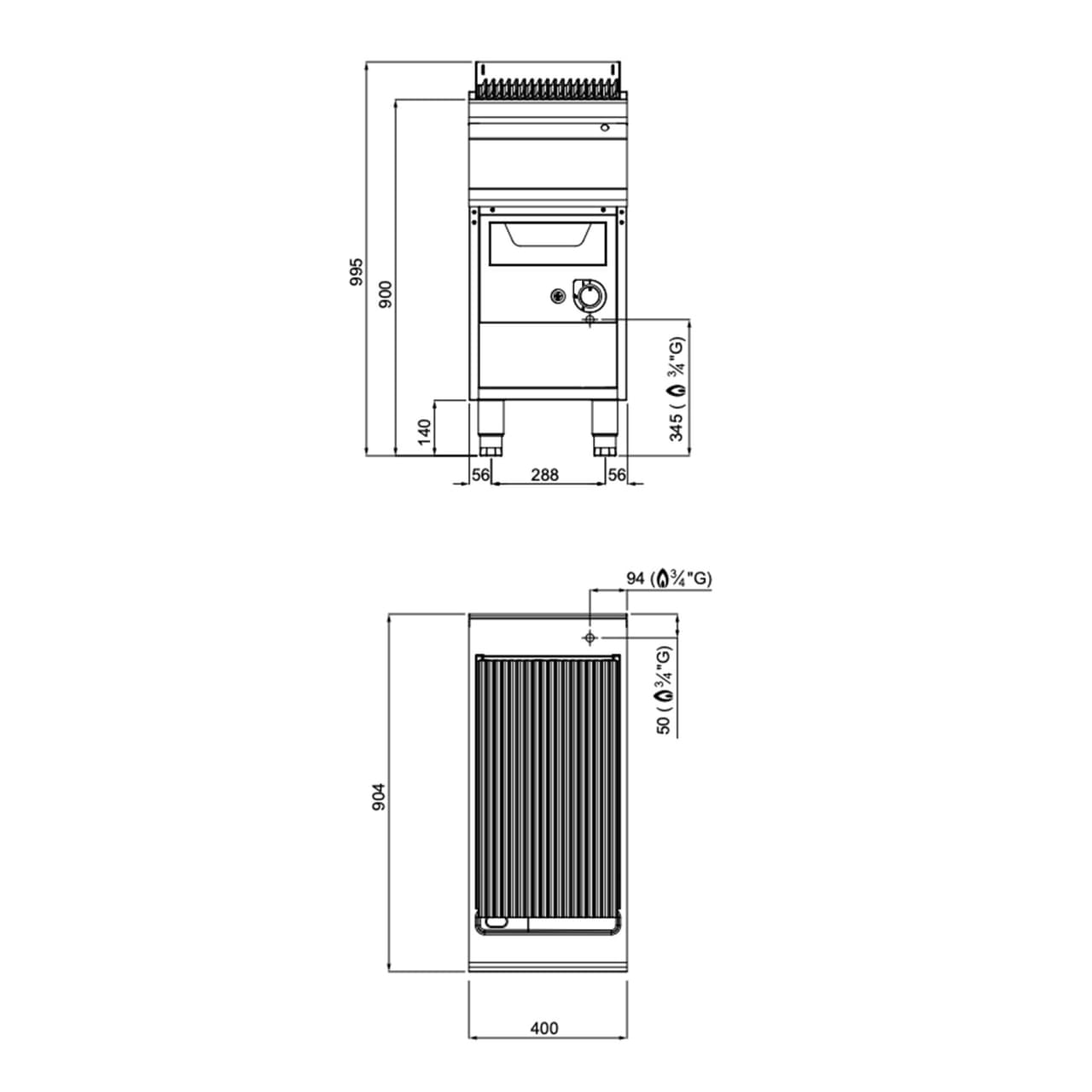 Plynový vodní gril - 12 kW