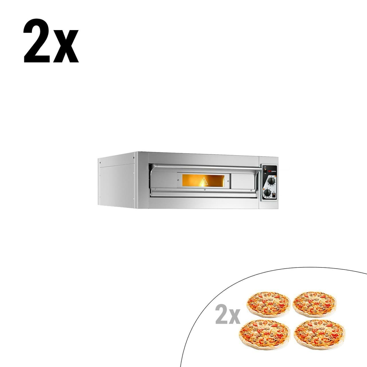 (2 Kusy) Elektrická pec na pizzu 4+4x 35 cm - ruční ovládání