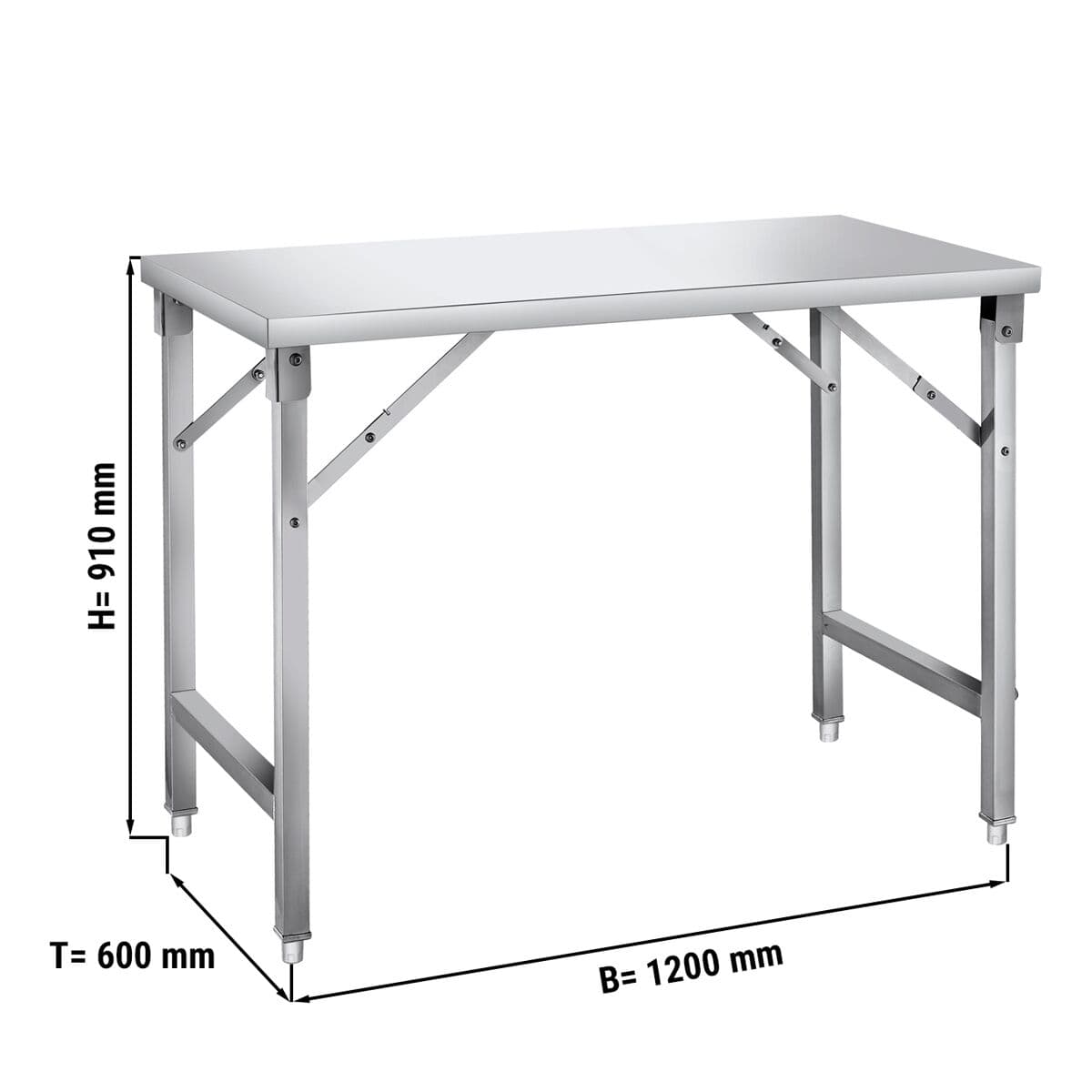 Edelstahl Arbeitstisch - klappbar - 1200x600mm