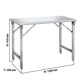 Edelstahl Arbeitstisch - klappbar - 1200x600mm