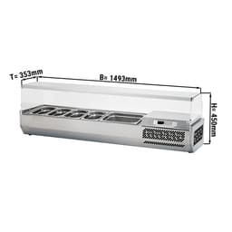 Kühlaufsatzvitrine Premium PLUS - 1493x353mm - 6x GN 1/4