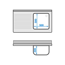 Dřezová skříňka z nerezové oceli s odpadkovým košem - 1,2 m - 1 dřez vpravo - D 50 x Š 50 cm