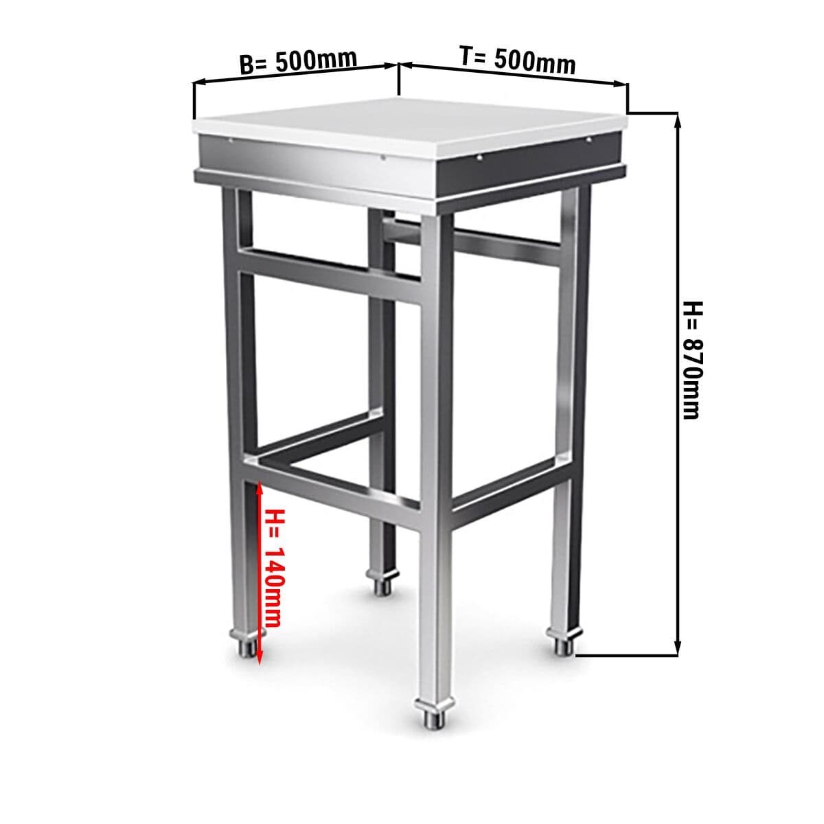 Špalek na sekání z nerezové oceli | plastu - 500x500mm