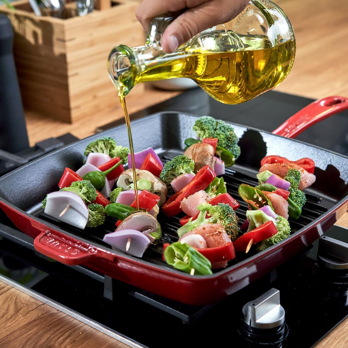 STAUB | GRILL PANS - Americký grill - 260x260mm - litina - třešňově červený