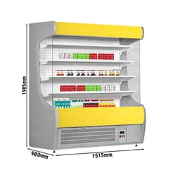 Přístěnný chladicí regál - 1515 mm - s LED osvětlením a 4 policemi - žlutý čelní panel