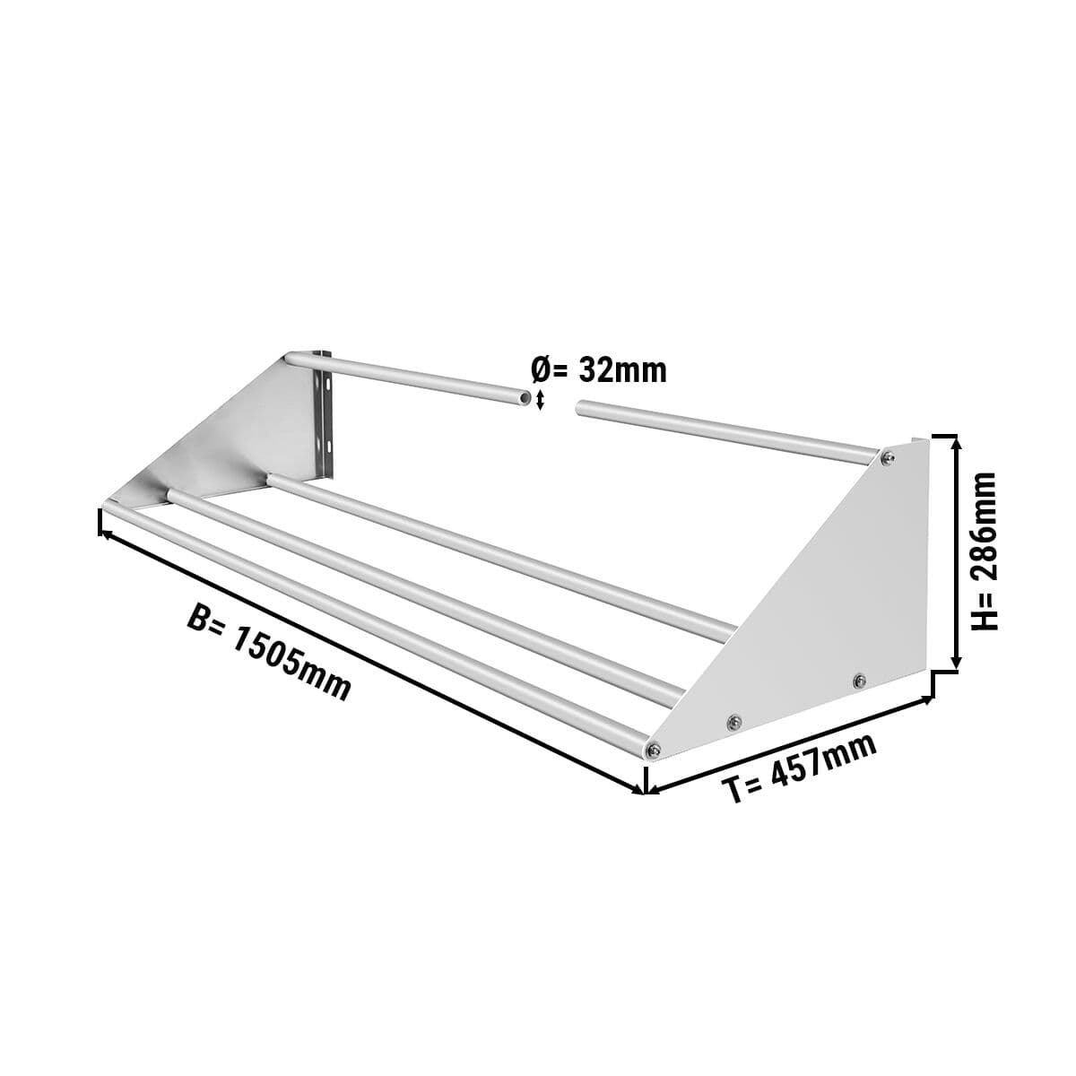 Wall shelf for sink baskets - 1500 mm - with 1 shelf