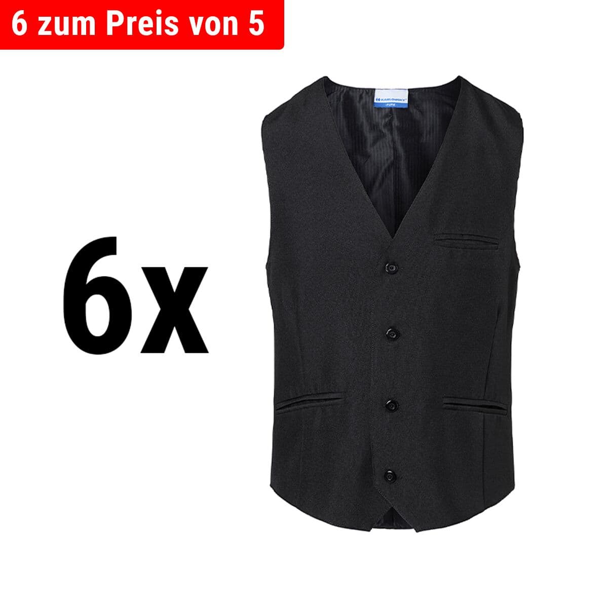 (6 pieces) Karlowsky - Men's Vest Basic - Black - Size: XXL