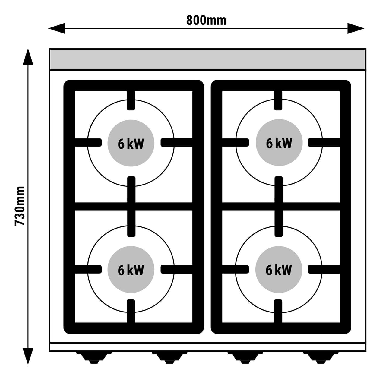 Plynový sporák - se 4 hořáky (24 kW)