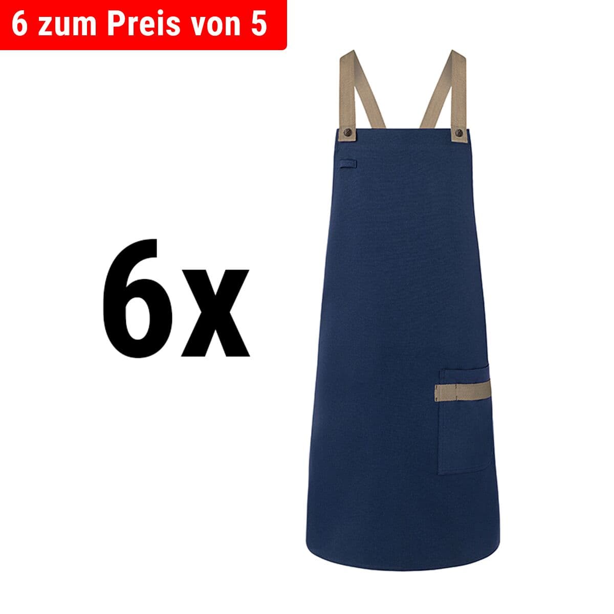 (6 pieces) Karlowsky - Bib Apron Urban Look - Steel Blue