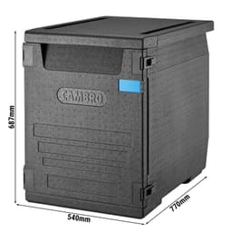 CAMBRO | CAM GOBOX® - Termoizolační box s  předním plněním - EN 60x40 - s 6 nosnými kolejnicemi - černý