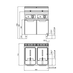 Plynová fritéza - 18 +18L (28 kW) - eletrické ovládání