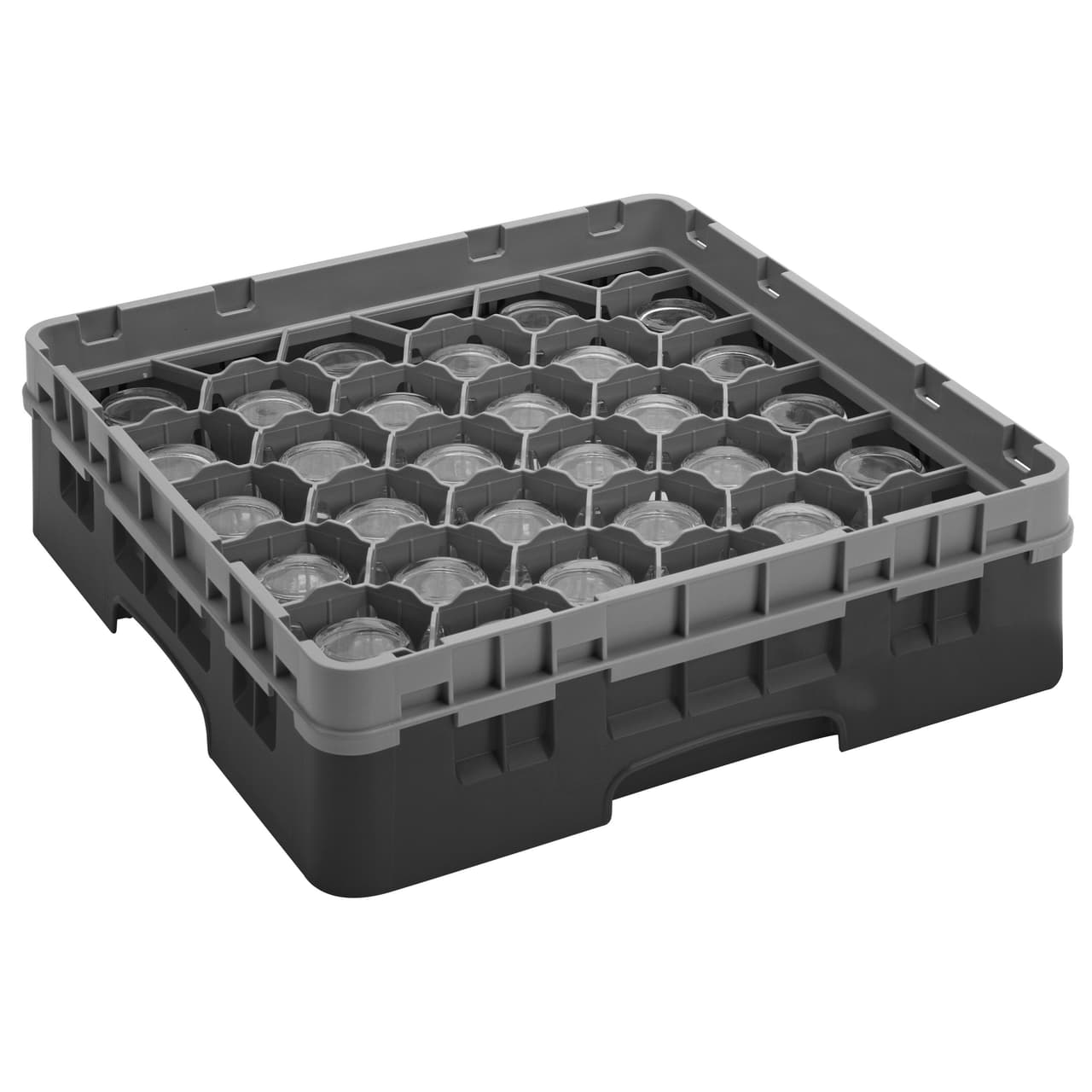 CAMBRO | CAMRACK® - Koš na sklo 1/1 s 1 nástavcem - 500x500mm - 30 přihrádek - černý