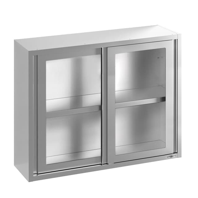 Stainless steel wall cabinet - 1000x400mm - with sliding glass door - 1000mm high