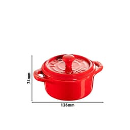 STAUB | CERAMIQUE - mini kokotka - Ø 100 mm - kulatá - keramika - třešňově červená