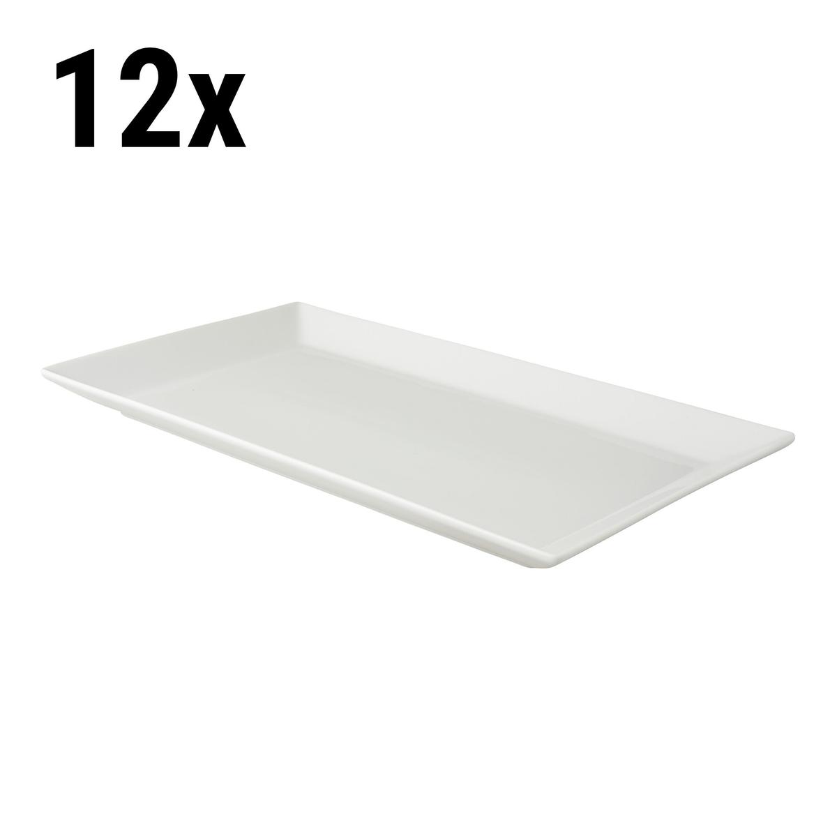 (12 pieces) WHITE DELIGHT - Plate - 33 x 18.5 cm- White