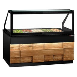 Saladette - 2000mm - 3 doors - for 5x GN 1/1 - LED lighting - wooden front - black granite