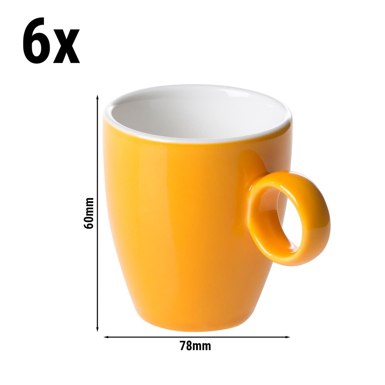 (6 Kusů) BART COLOUR CAFE - Espresso šálek - 65ml - oranžový