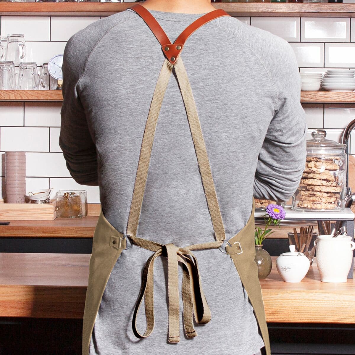 (6 pieces) Karlowsky - Bib Apron Green-Generation - Pebble Gray