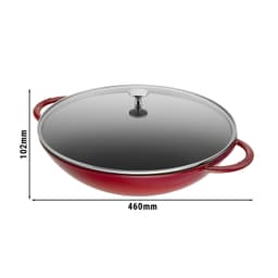 STAUB | SPECIALITIES - Wok se skleněnou poklicí - Ø 370mm - litina - třešňově červený