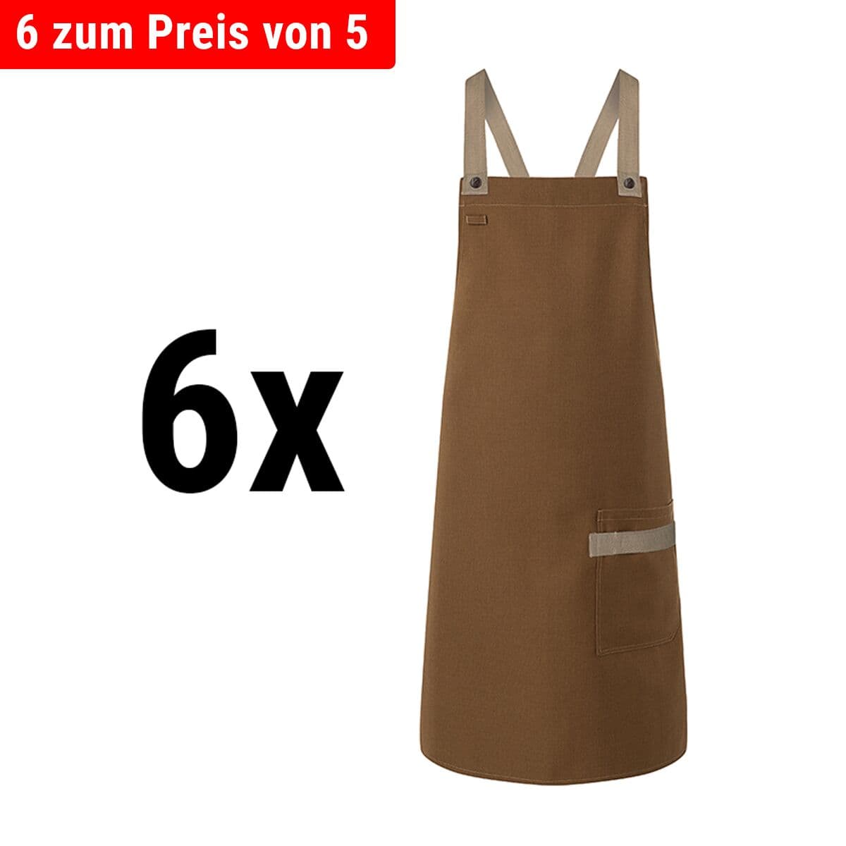 (6 pieces) Karlowsky - Bib Apron Urban Look - Cinnamon