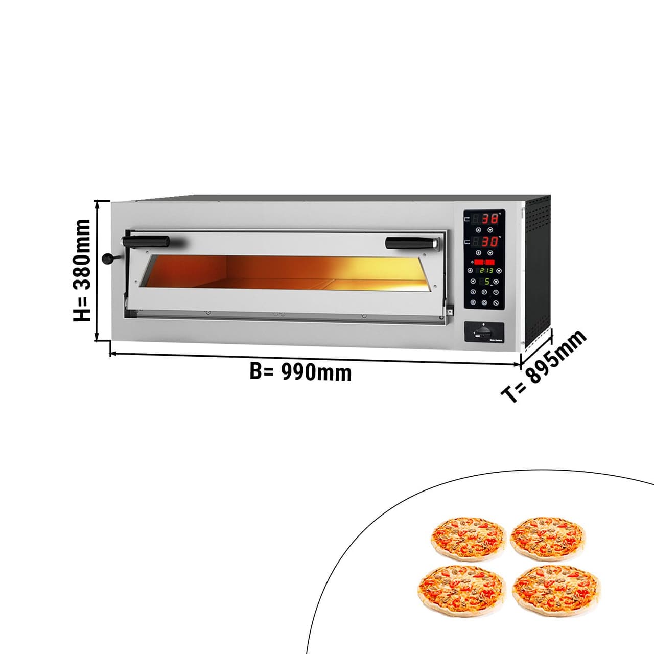 Elektrická pec na pizzu 4x 35 cm - s dotykovým displejem