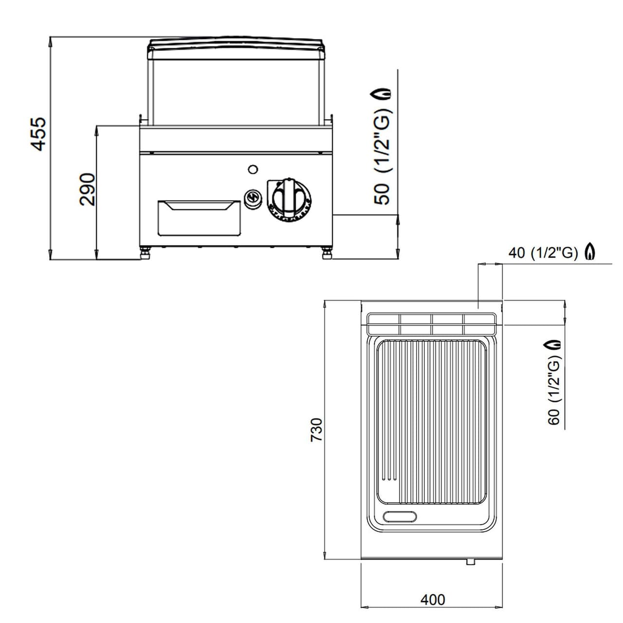 Plynový gril - drážkovaný (6,9 kW)