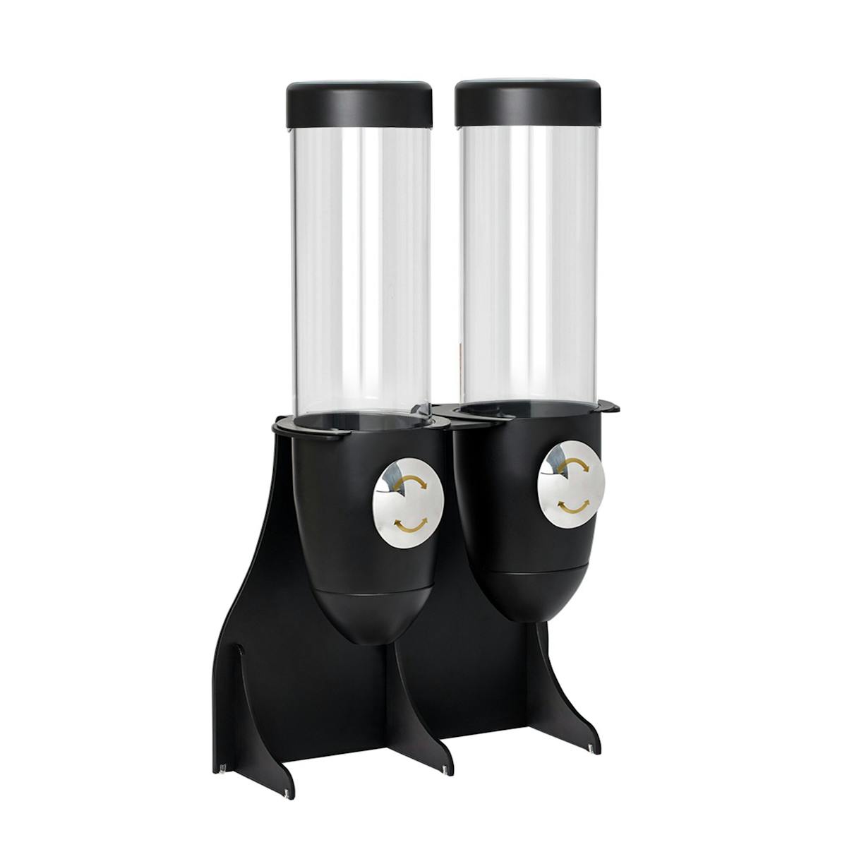 Muesli & cornflakes dispenser - double- Ø 115mm - black- revolving dispenser