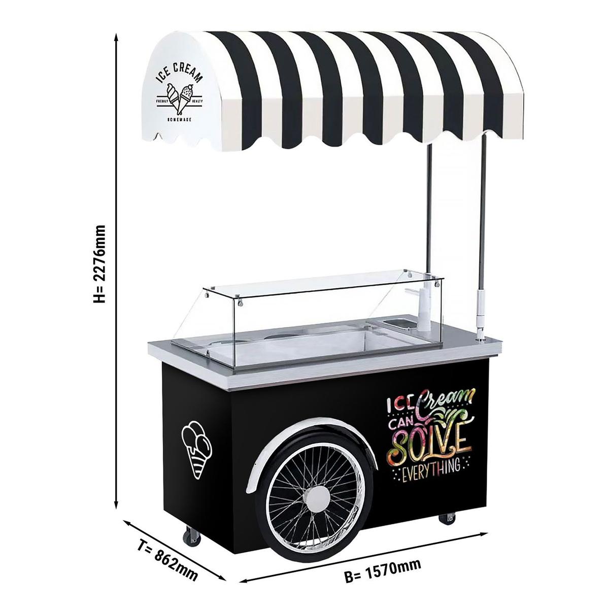 Ice cream trolley - 1570mm - with sink - for  7x5 Litre ice cream  containers