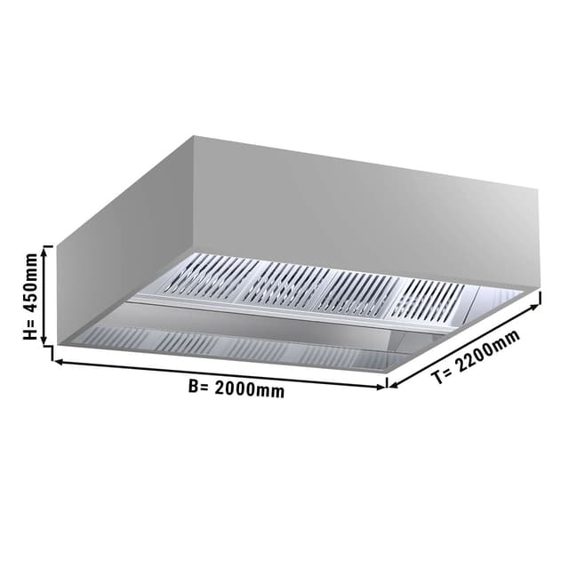 Induktions-Deckenhaube - 2,0m - mit Filter & LED Lampe