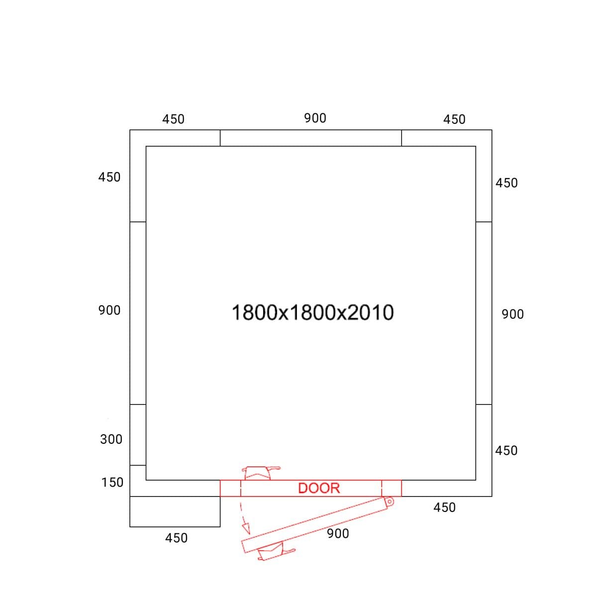 Stainless steel freezer cell - 1800x1800mm - 4.30m³ - incl. freezer unit & slats