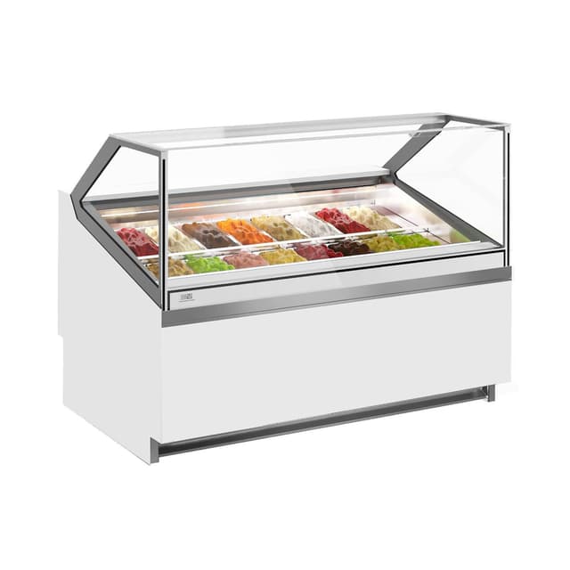 Ice cream counter IVY - 1560mm - Air circulation - for 16x 5 liter containers - White