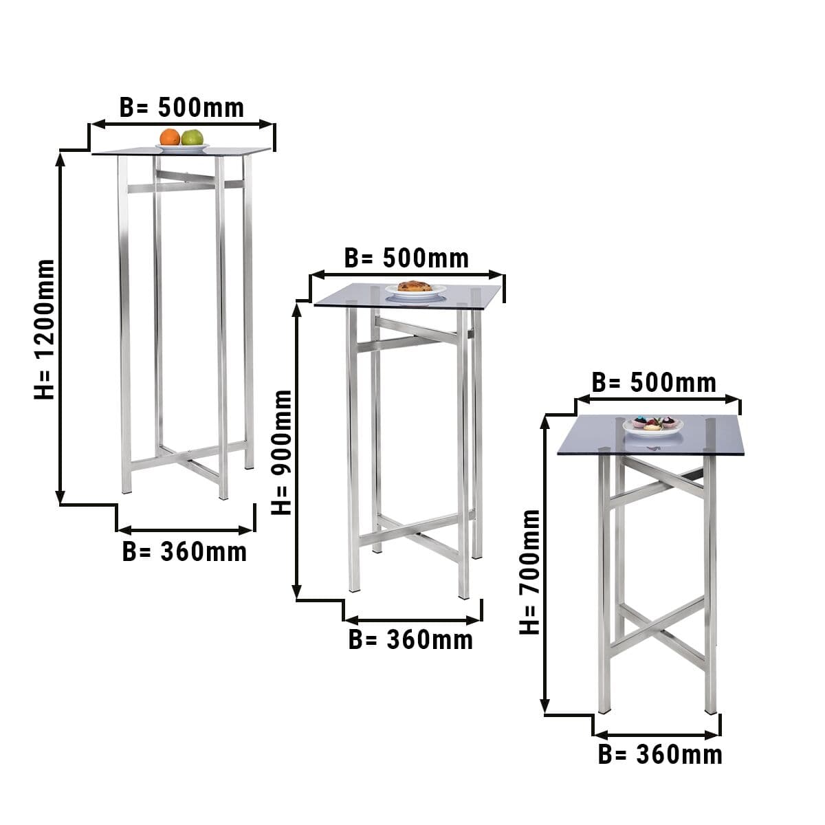 (3 pieces) side/coffee table set - foldable height- 70, 90 & 120 cm